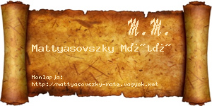 Mattyasovszky Máté névjegykártya